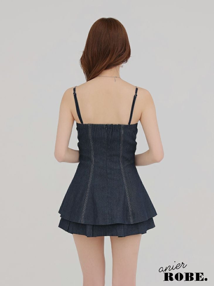 ROBE de FLEURS anier.ROBE ローブドフルール アニエルローブ Denim center zip flare setup mini dress デニムセンタージップフレアセットアップミニドレス fm-anier4050-c