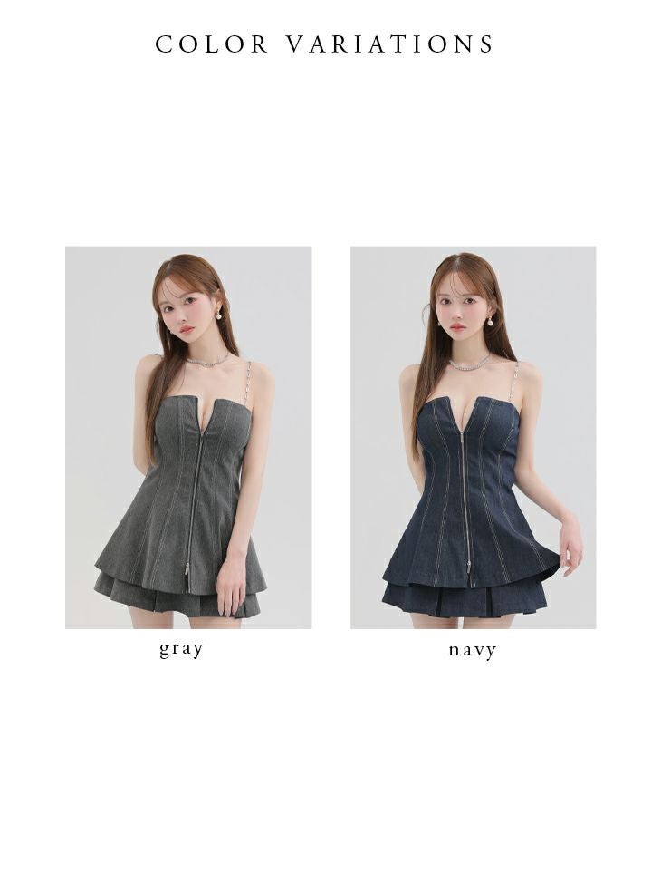 ROBE de FLEURS anier.ROBE ローブドフルール アニエルローブ Denim center zip flare setup mini dress デニムセンタージップフレアセットアップミニドレス fm-anier4050
