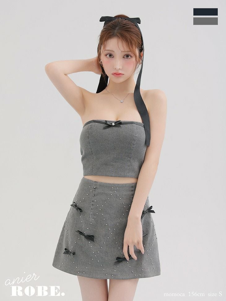 ROBE de FLEURS ローブドフルール 2wayネックリボンバストジップミニ