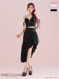 ROBE de FLEURS ローブドフルール アシンメトリーラメニットチュールセットアップキャミキャバドレス fm3295-c