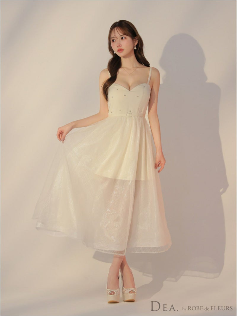 DEA. ディア バイ ローブドフルール リッチオーガンジーフレアロングキャバドレス deE3587-c