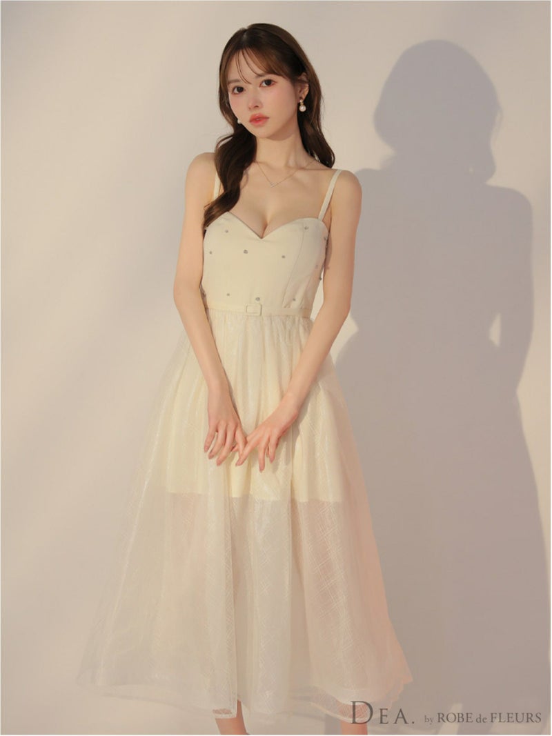 DEA. ディア バイ ローブドフルール リッチオーガンジーフレアロングキャバドレス deE3587-c