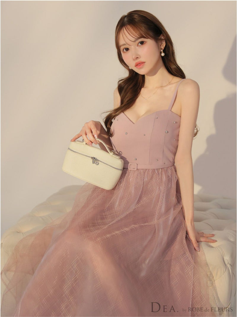 DEA. ディア バイ ローブドフルール リッチオーガンジーフレアロングキャバドレス deE3587-c