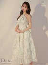 DEA. ディア バイ ローブドフルール 花柄ホルターネックフレアロングキャバドレス de3783