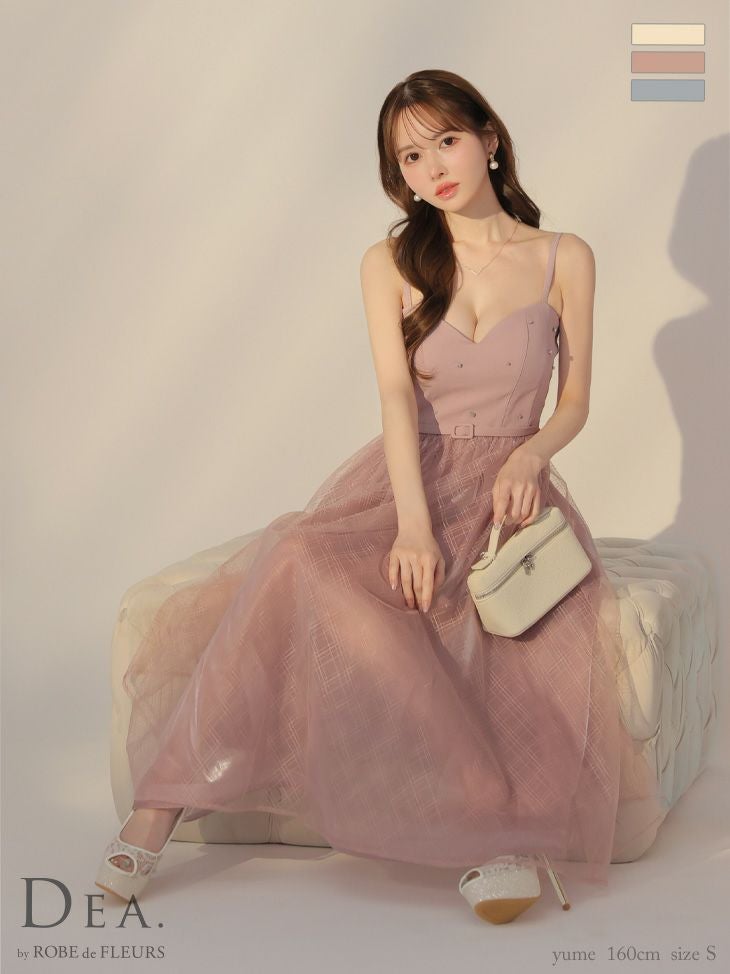 DEA. ディア バイ ローブドフルール リッチオーガンジーフレアロングキャバドレス de3587