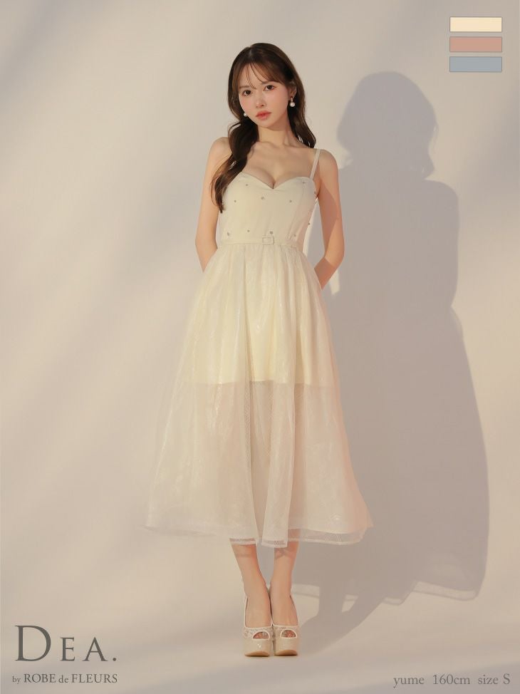 DEA. ディア バイ ローブドフルール リッチオーガンジーフレアロングキャバドレス de3587