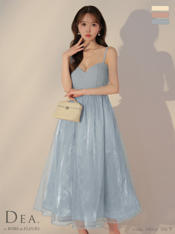 DEA. ディア バイ ローブドフルール リッチオーガンジーフレアロングキャバドレス de3587