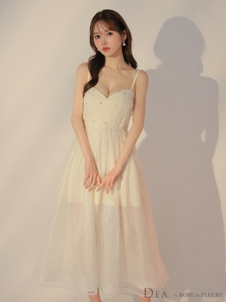 DEA. ディア バイ ローブドフルール リッチオーガンジーフレアロングキャバドレス de3587