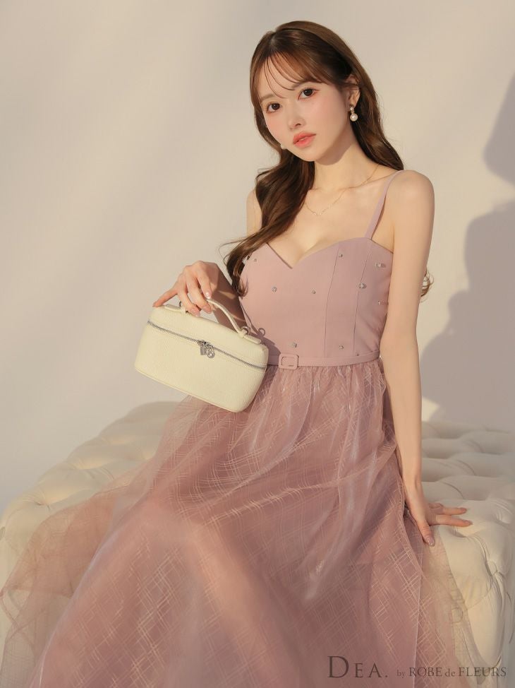 DEA. ディア バイ ローブドフルール リッチオーガンジーフレアロングキャバドレス de3587