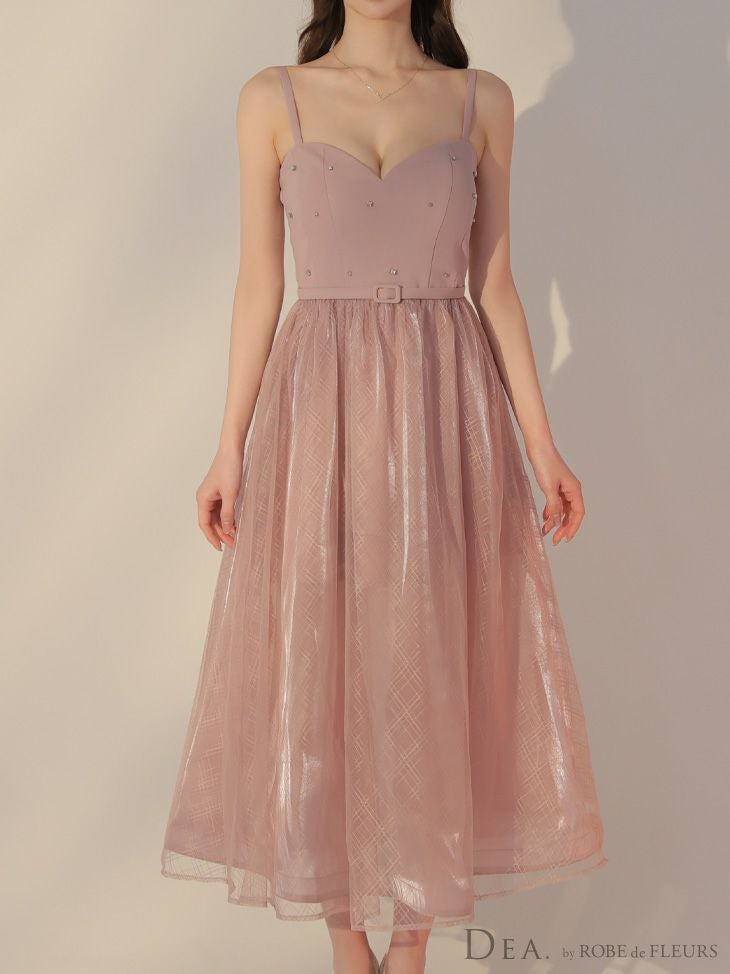 DEA. ディア バイ ローブドフルール リッチオーガンジーフレアロングキャバドレス de3587