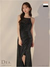 DEA. ディア バイ ローブドフルール ラメニットストレッチキャミロングキャバドレス de3383-c