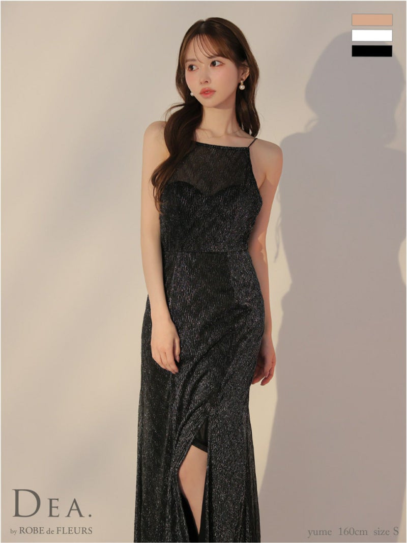 DEA. ディア バイ ローブドフルール ラメニットストレッチキャミロングキャバドレス de3383-c