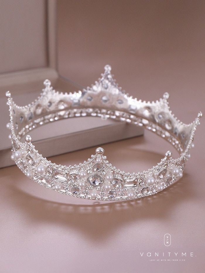 ビッグビジュー＆パール プリンセス ティアラ シルバー vcsit-25013