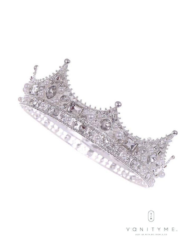 ビッグビジュー＆パール プリンセス ティアラ シルバー vcsit-25013