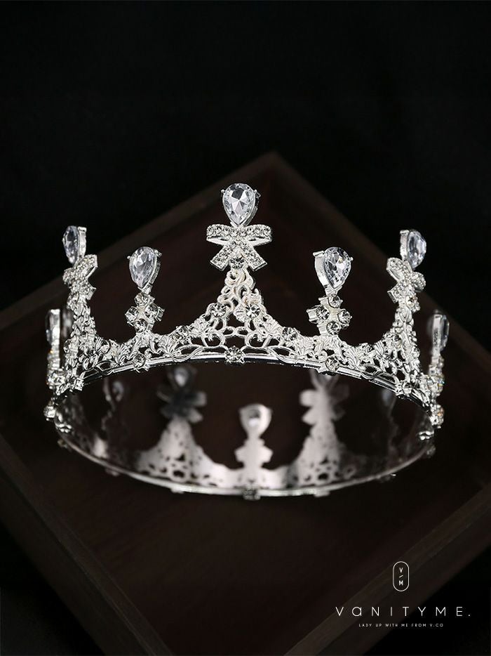 クリアストーン＆リボンビジュー ティアラ シルバー vcsit-25015