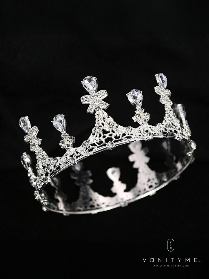 クリアストーン＆リボンビジュー ティアラ シルバー vcsit-25015