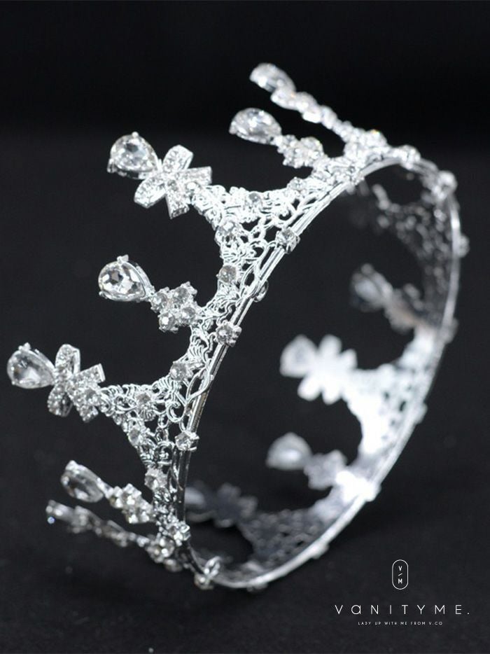 クリアストーン＆リボンビジュー ティアラ シルバー vcsit-25015