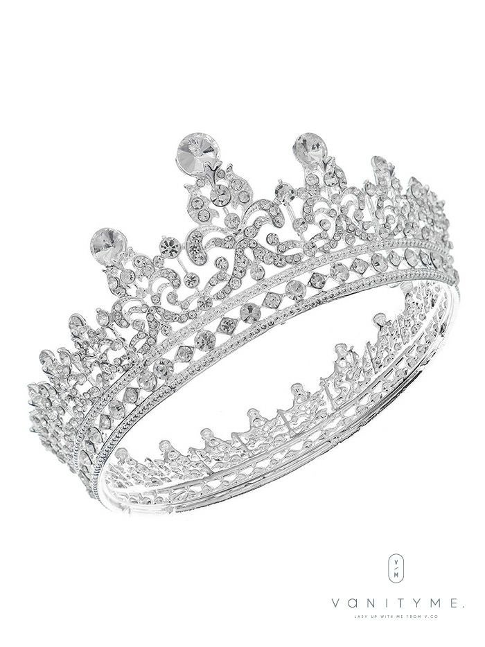 ホワイトクリスタルビッグビジュー プリンセス ティアラ シルバー vcsit-25016