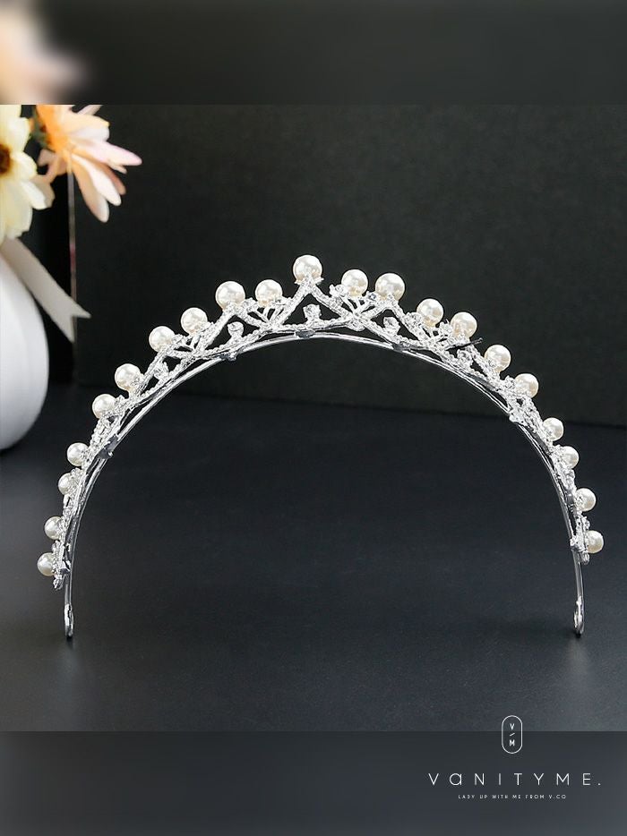 大粒パール ティアラ シルバー vcsit-25019