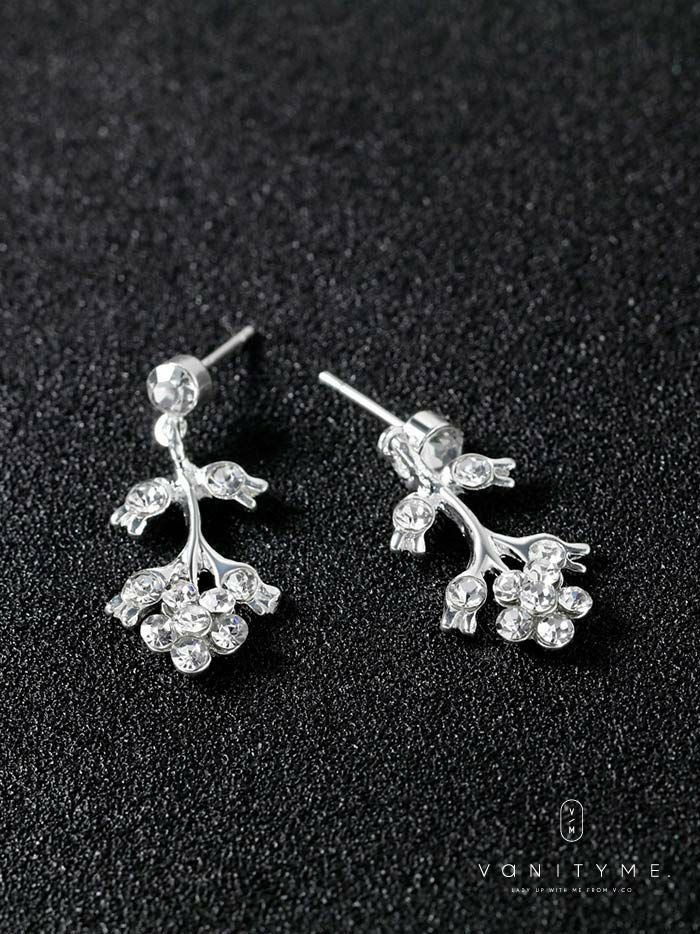 フラワーモチーフビジュー ネックレス＆ピアス シルバー ジュエリー vcsit-25030