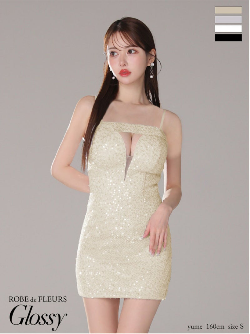 Glossy ローブドフルールグロッシー スパンコールバストカットミニキャミキャバドレス gl4105-c