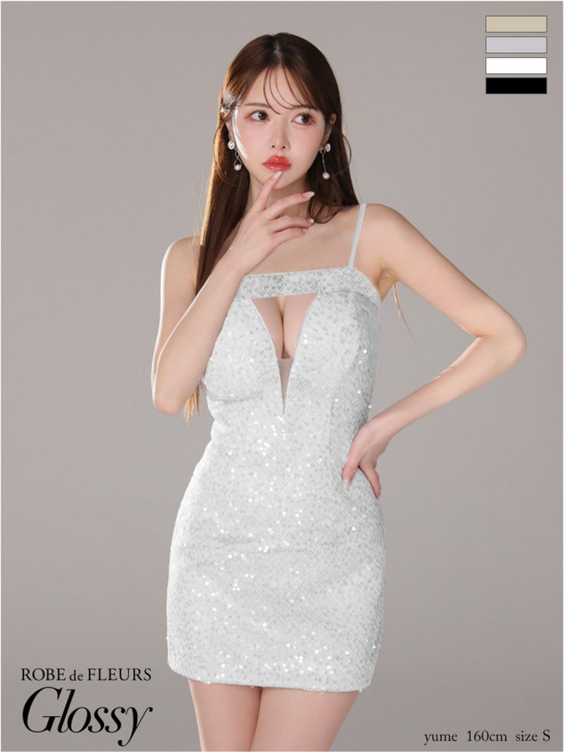 Glossy ローブドフルールグロッシー スパンコールバストカットミニキャミキャバドレス gl4105-c
