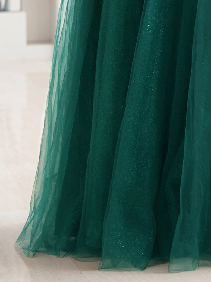 vanityME.couture. バニティミークチュール エメラルドビジュー ラメチュール プリンセス 姫 ロングドレス バースデードレス モスグリーン vctr-l-cc415