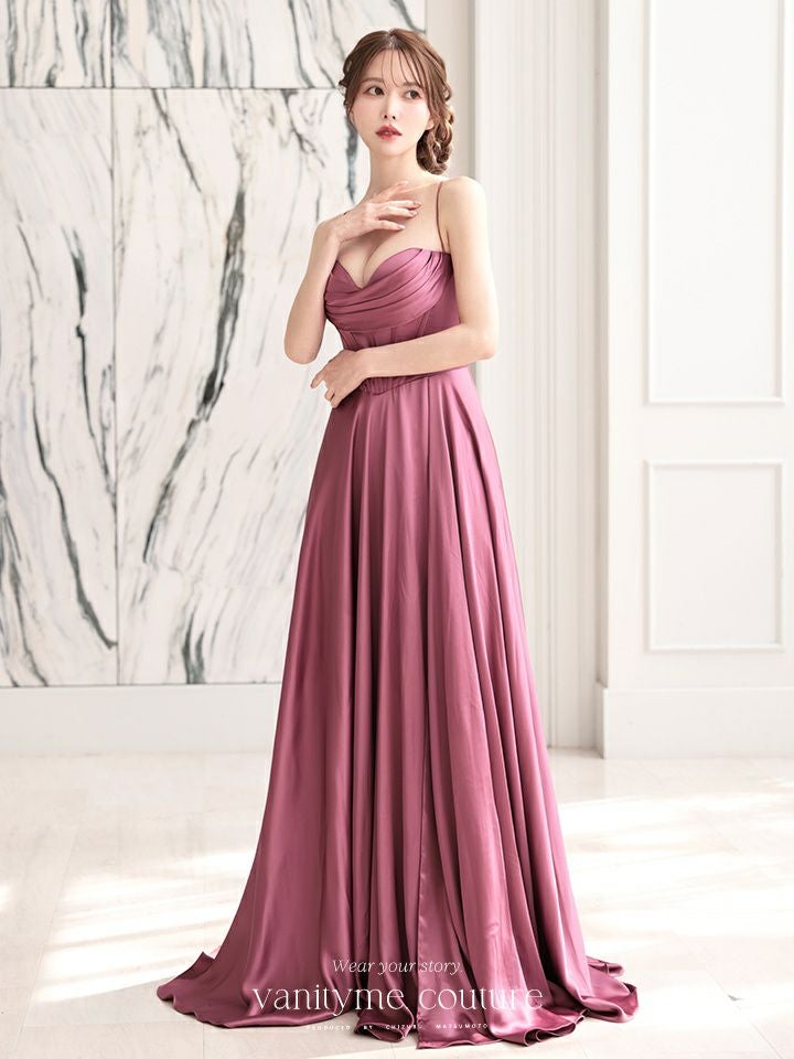 vanityME.couture. バニティミークチュール サテン バストドレープ コルセット ロングドレス バースデードレス モーヴローズ vctr-l-7481-1