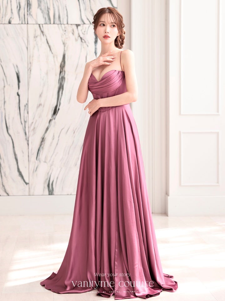 vanityME.couture. バニティミークチュール サテン バストドレープ コルセット ロングドレス バースデードレス モーヴローズ vctr-l-7481-1