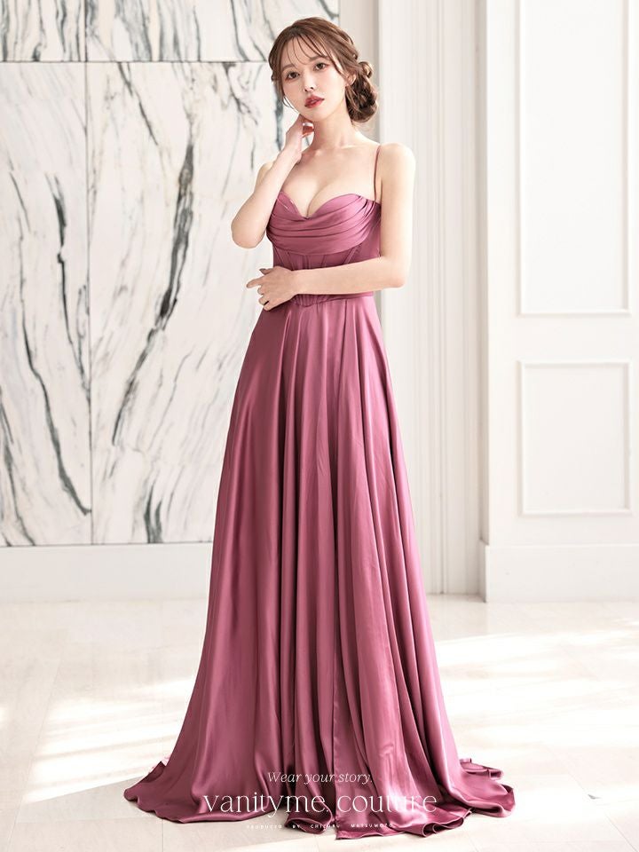 vanityME.couture. バニティミークチュール サテン バストドレープ コルセット ロングドレス バースデードレス モーヴローズ vctr-l-7481-1