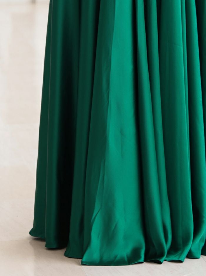 vanityME.couture. バニティミークチュール サテン バストドレープ コルセット ロングドレス バースデードレス エメラルドグリーン vctr-l-7481-2