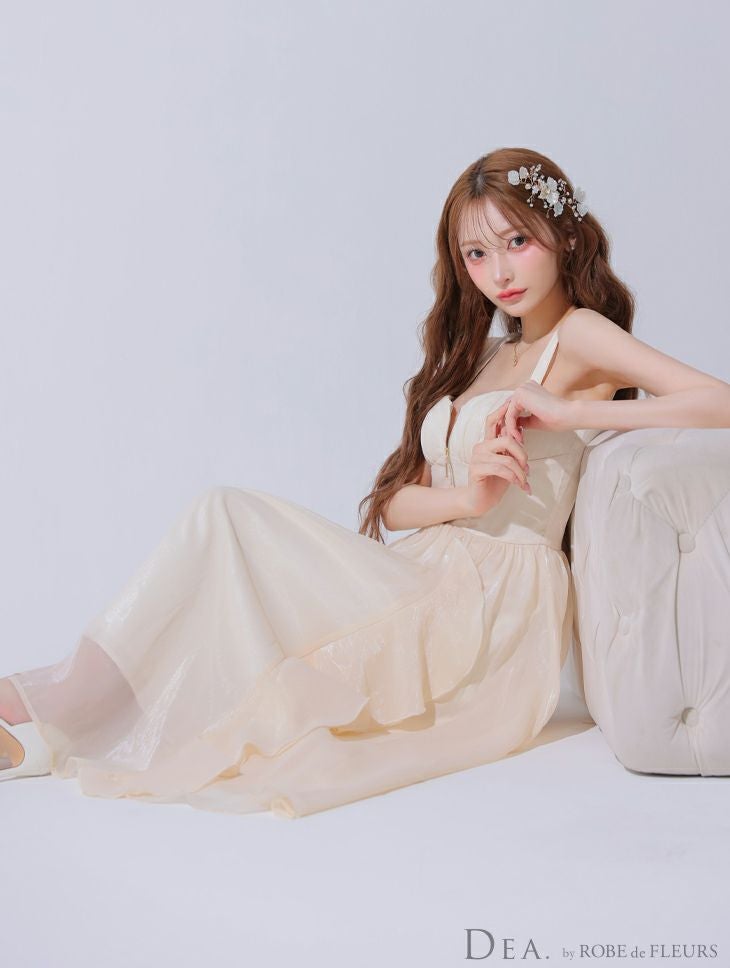 DEA. ディア バイ ローブドフルール ギンガムチェックオーガンジーフレアロングキャバドレス de3927-c