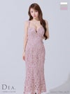 DEA. ディア バイ ローブドフルール リボン柄レースバストジップマーメイドロングキャバドレス de3785
