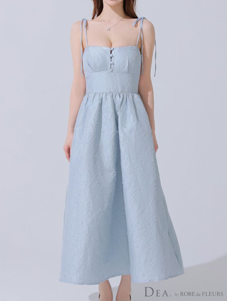 DEA. ディア バイ ローブドフルール パールジャガードサテンフレアロングキャバドレス de3591-c