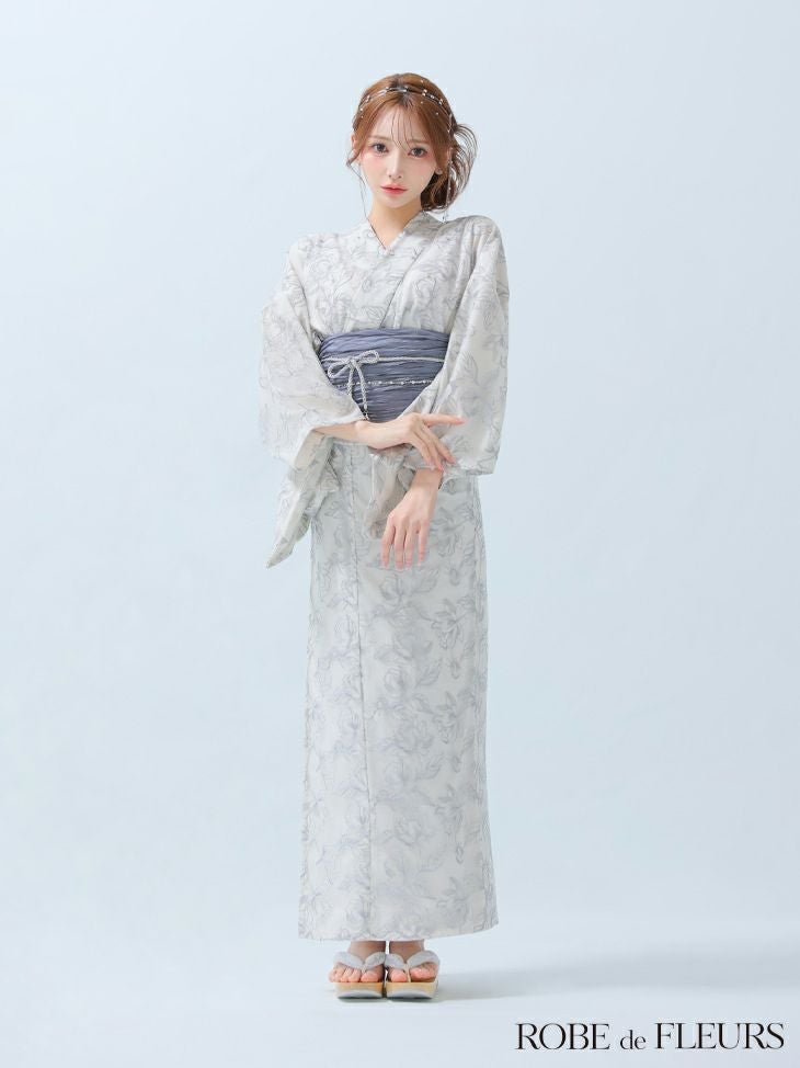 ROBE de FLEURS ローブドフルール Sheer floral embroidered lace yukata シアーフローラルレース浴衣 fm4220-c