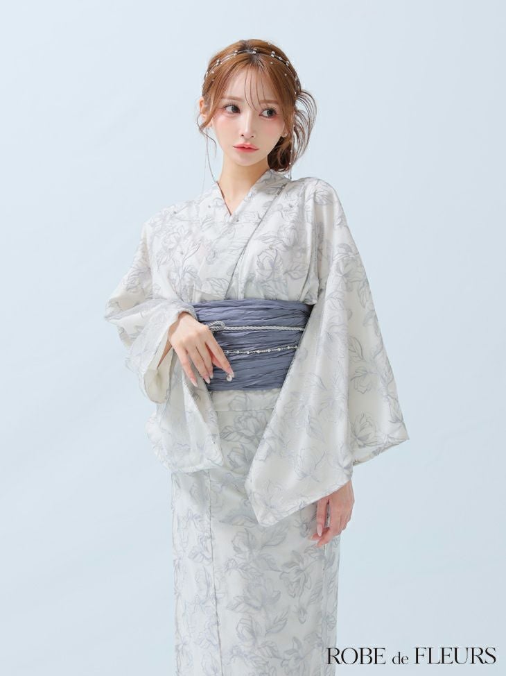 ROBE de FLEURS ローブドフルール Sheer floral embroidered lace yukata シアーフローラルレース浴衣 fm4220-c