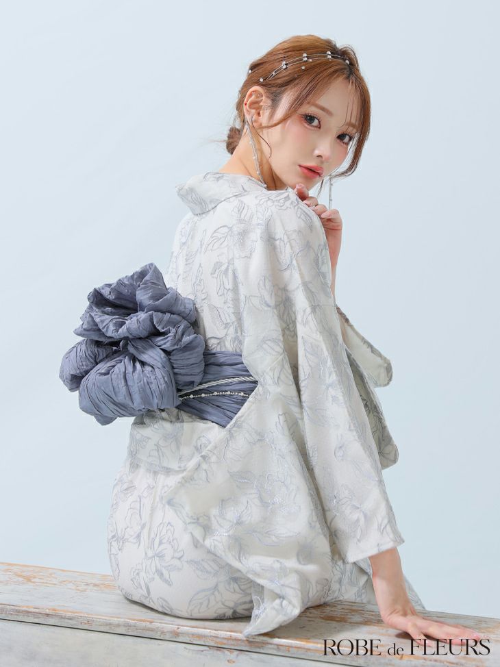 ROBE de FLEURS ローブドフルール Sheer floral embroidered lace yukata シアーフローラルレース浴衣 fm4220-c