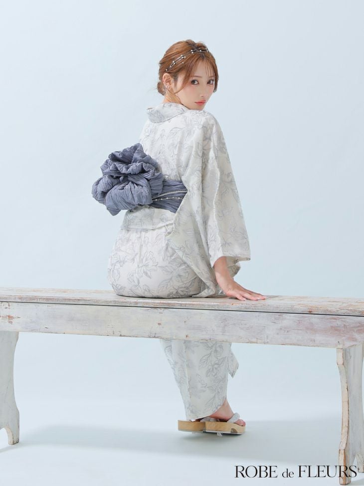 ROBE de FLEURS ローブドフルール Sheer floral embroidered lace yukata シアーフローラルレース浴衣 fm4220-c