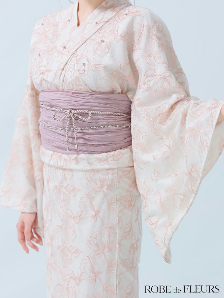 ROBE de FLEURS ローブドフルール Sheer floral embroidered lace yukata シアーフローラルレース浴衣 fm4220-c