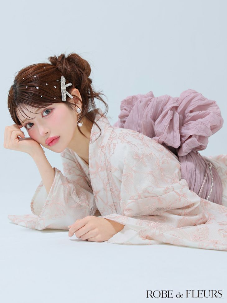 ROBE de FLEURS ローブドフルール Sheer floral embroidered lace yukata シアーフローラルレース浴衣 fm4220-c