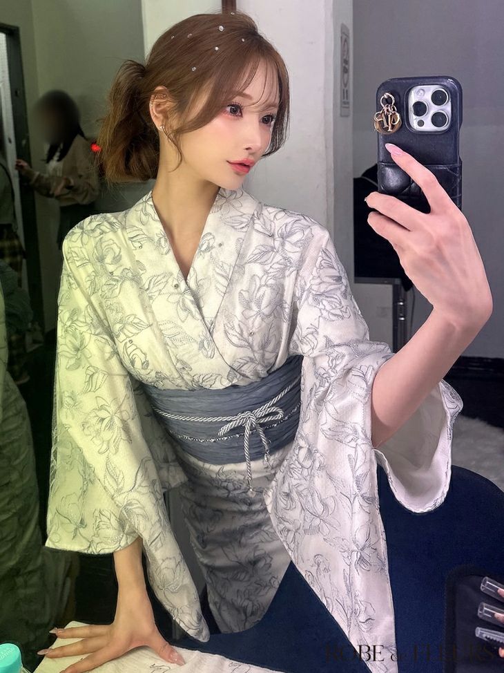 ROBE de FLEURS ローブドフルール Sheer floral embroidered lace yukata シアーフローラルレース浴衣 fm4220-c