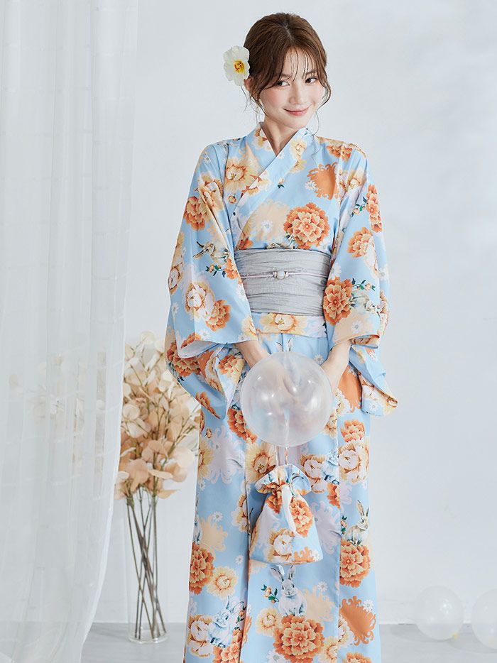 【4点セット】Malymoon マリームーン メルヘンバニー橙花2way浴衣 mlyk-25-10323