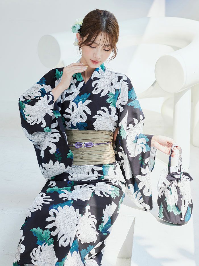 【4点セット】Malymoon マリームーン サマーリーフフラワー2way浴衣 mlyk-25-10319