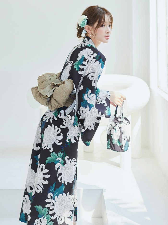 【4点セット】Malymoon マリームーン サマーリーフフラワー2way浴衣 mlyk-25-10319