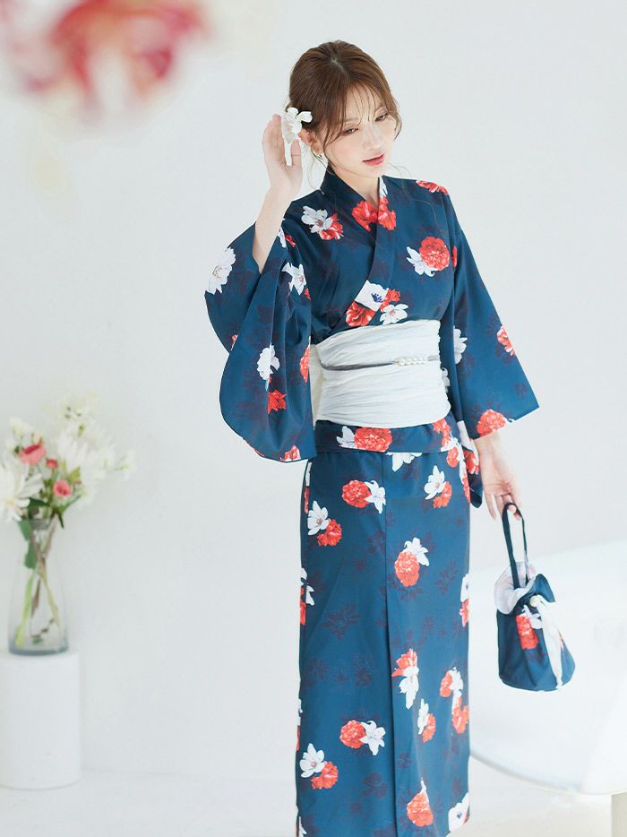 【4点セット】Malymoon マリームーン レディモダン花結び2way浴衣 mlyk-25-10307