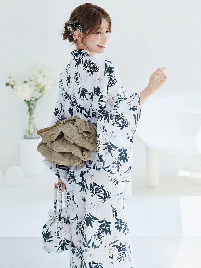 【4点セット】Malymoon マリームーン スタイリッシュモダン花柄2way浴衣 mlyk-25-10305