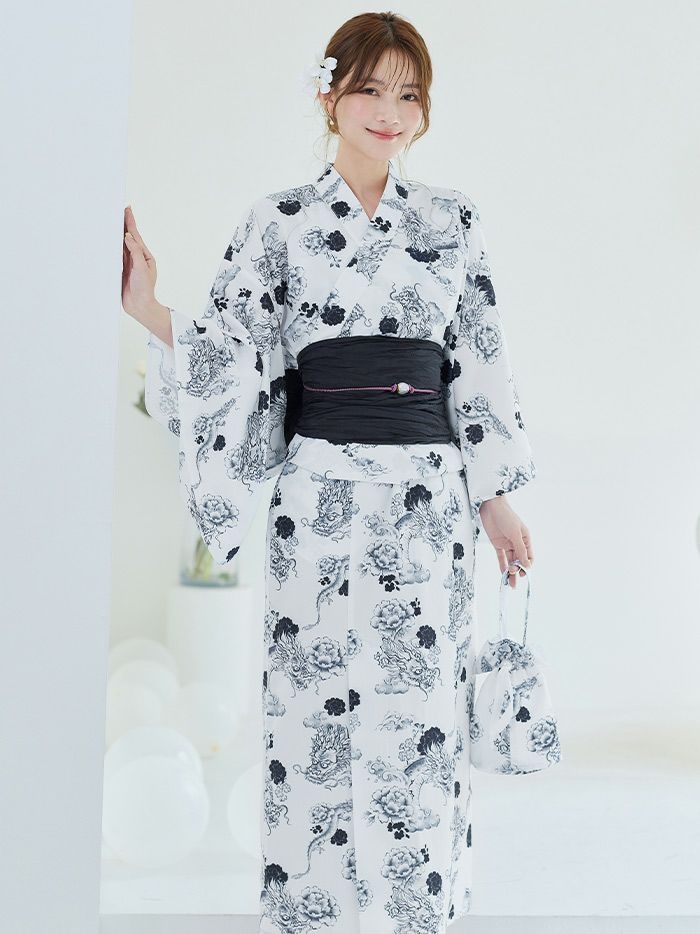 【4点セット】Malymoon マリームーン 浮世ドラゴン艶麗2way浴衣 mlyk-25-10311