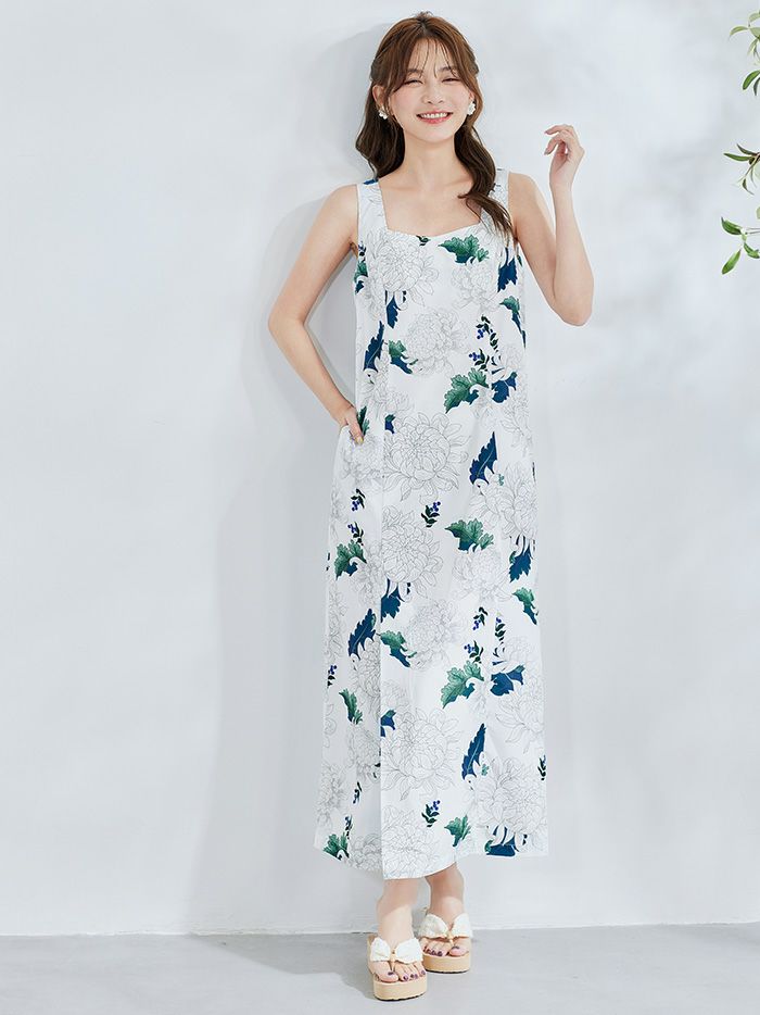 【4点セット】Malymoon マリームーン サマーブルーリーフ白菊2way浴衣 mlyk-25-10320