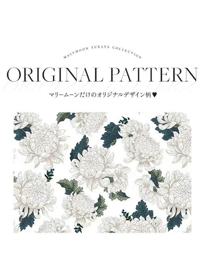 【4点セット】Malymoon マリームーン サマーブルーリーフ白菊2way浴衣 mlyk-25-10320