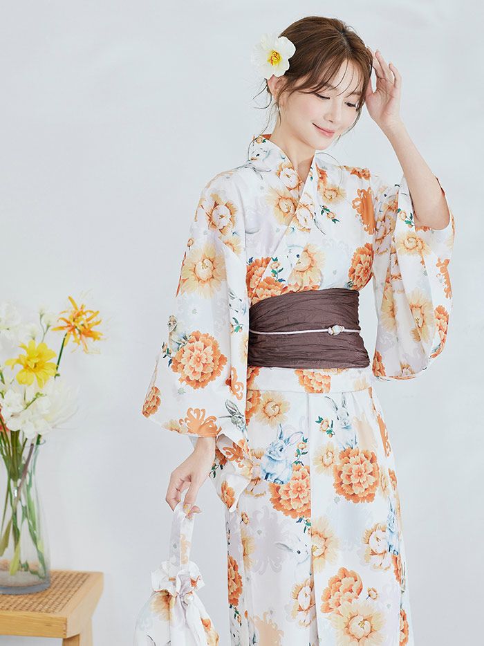 4点セット】Malymoon マリームーン メルヘンバニー橙花2way浴衣 mlyk